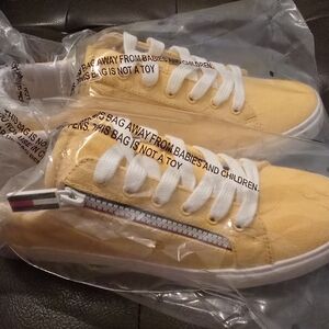 Tommy Hilfiger Yellow Canvas Sneakers with White Laces